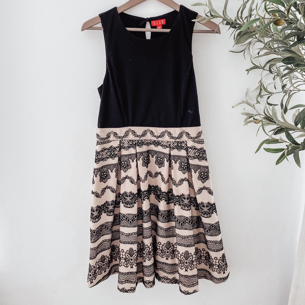 Elle Black and Beige Dress
